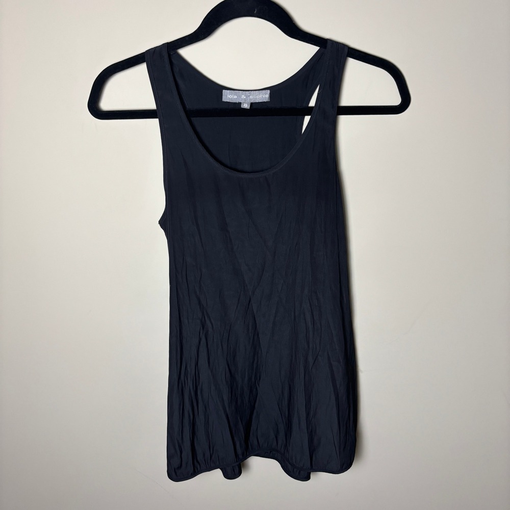Lola & Sophie Black Sleeveless Round Neck Tunic Shirt Tank Tops Womens Size XS